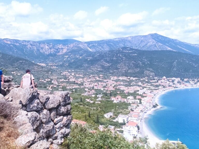 Tyros town and coastline seen on the hike around Tyros
