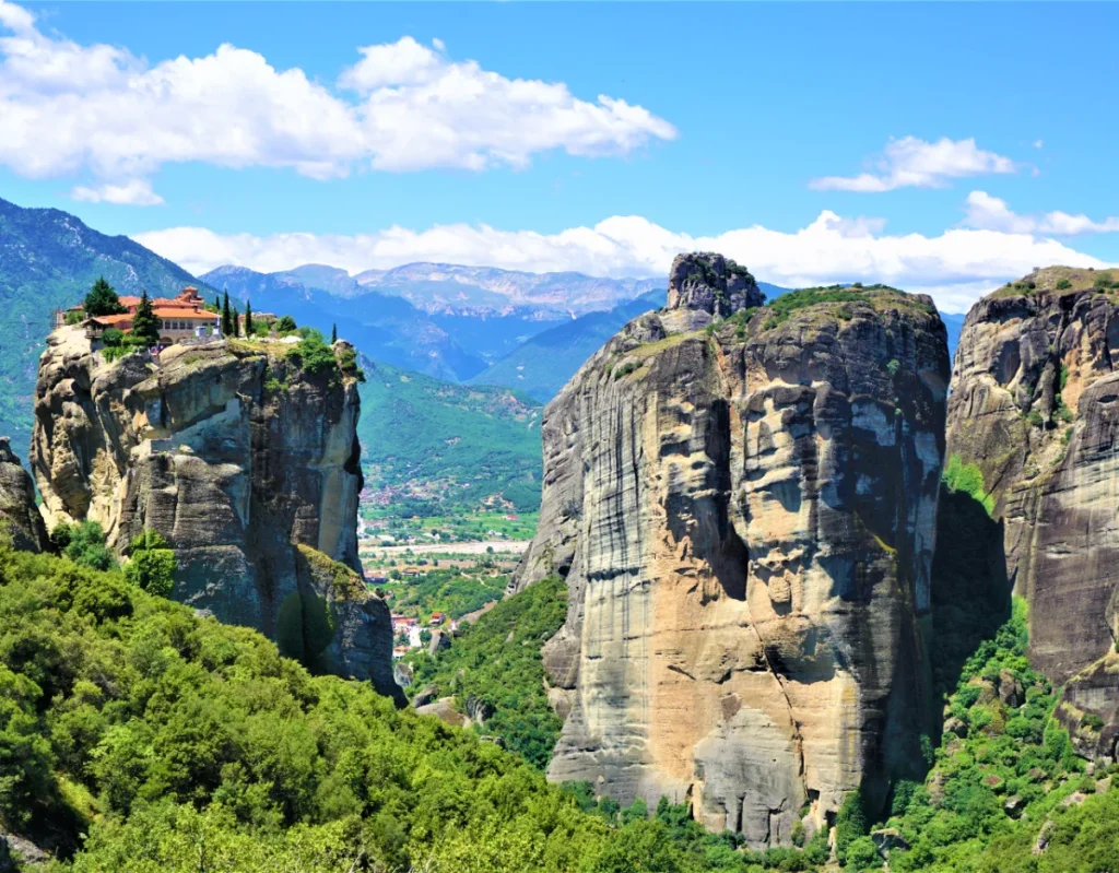 Meteora monasteries on rock pillars, Athens transfer route