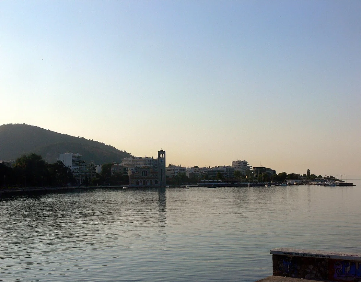 Volos waterfront and port at sunrise