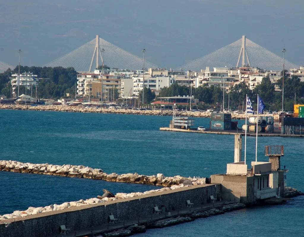 Patras harbour and Rio-Antirio bridge