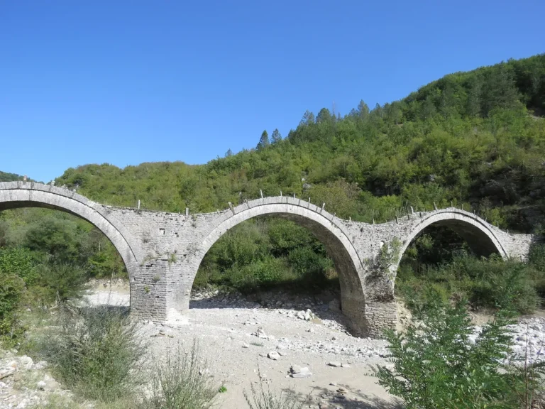 The three-arched Kalogeriko (Plakida) stone bridge in Zagori