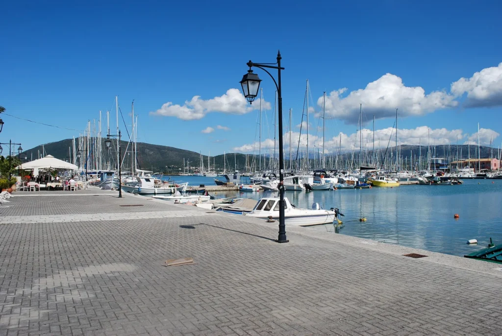 Sailing yachts in the harbour of Lefkada town