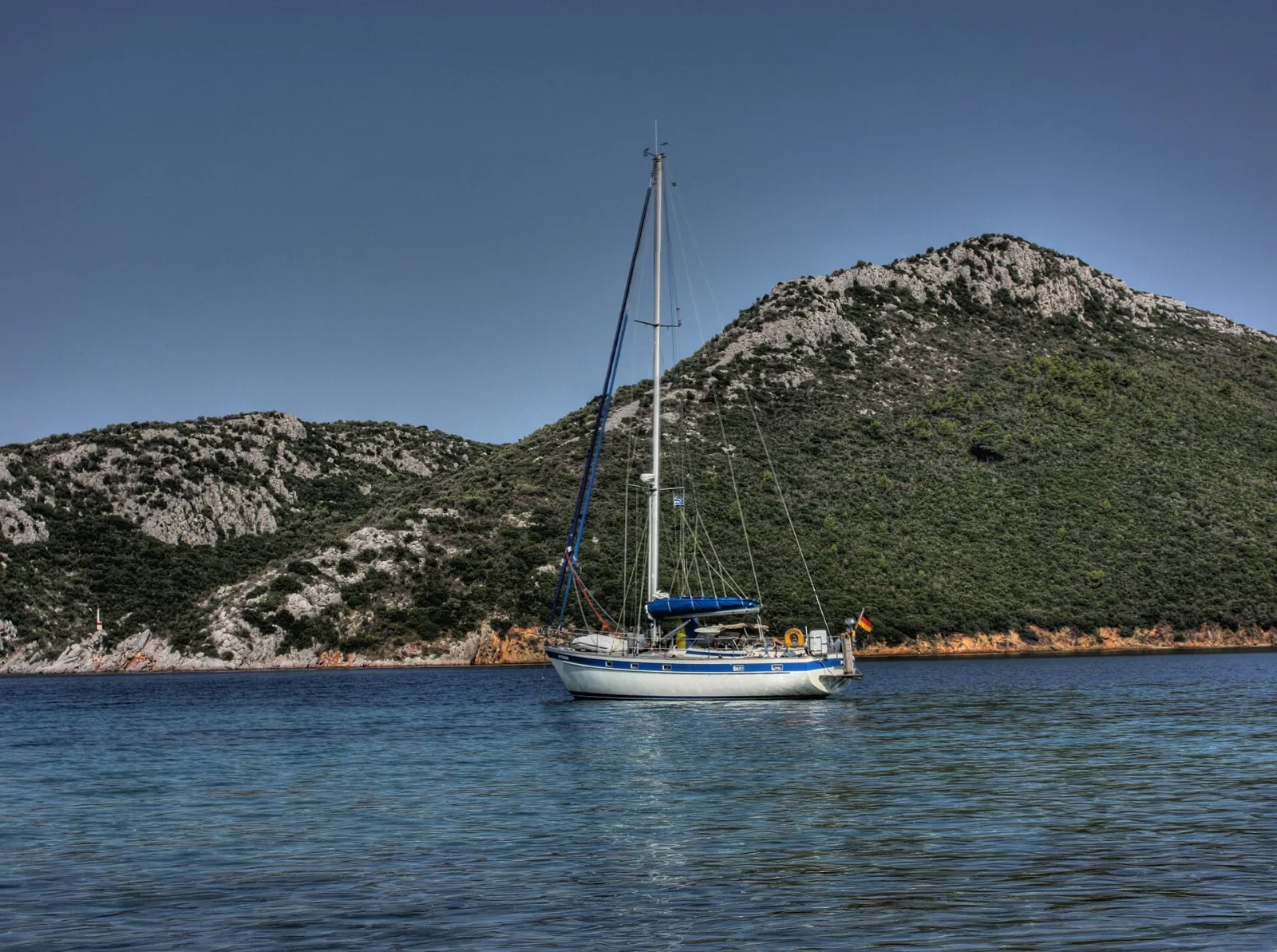 Sailboat in the bay of Porto Koufo, Sithonia, Halkidiki